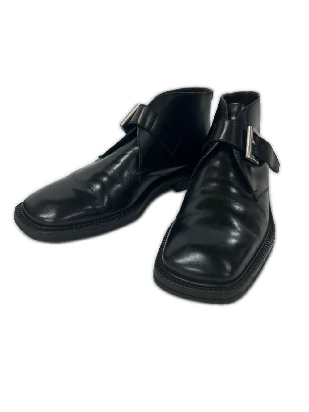 Prada Square Toe Single Monk Strap Boots